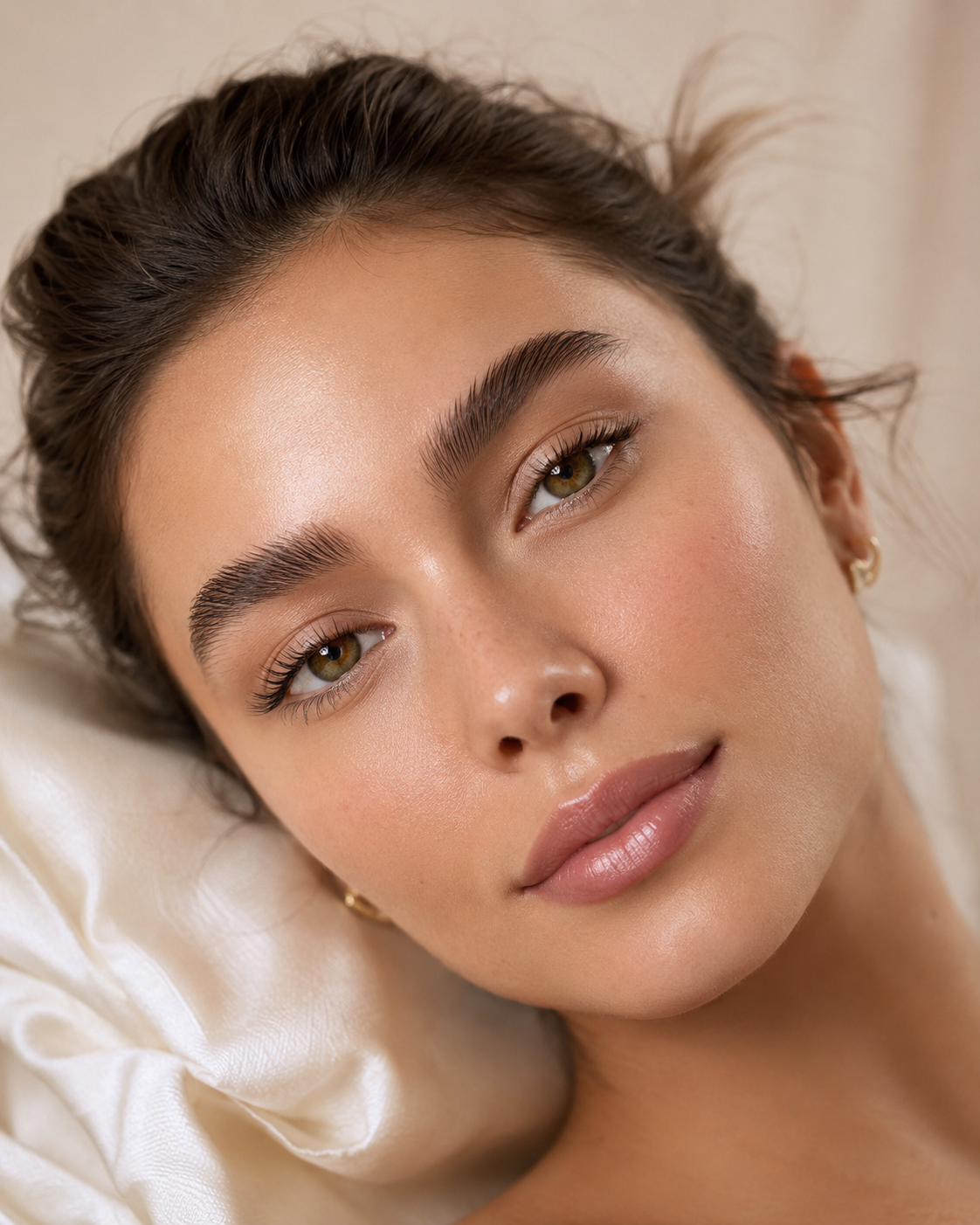 Defined laminated and tinted eyebrows showing a full polished brow result at ästhetik spa